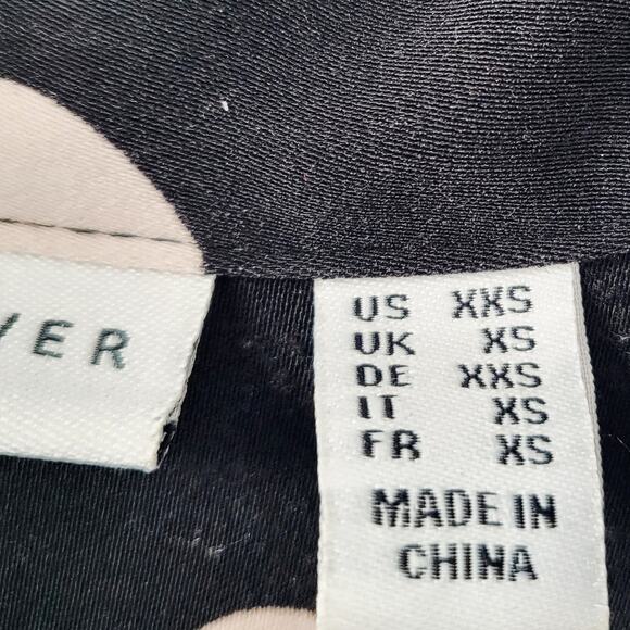 Susan Graver Black & Beige Polka-Dot Blouse Top Oversized Button-Up Women's XXS - Picture 4 of 5